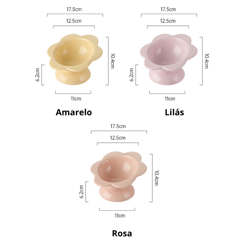 Comedouro Elevado de Cerâmica Flor